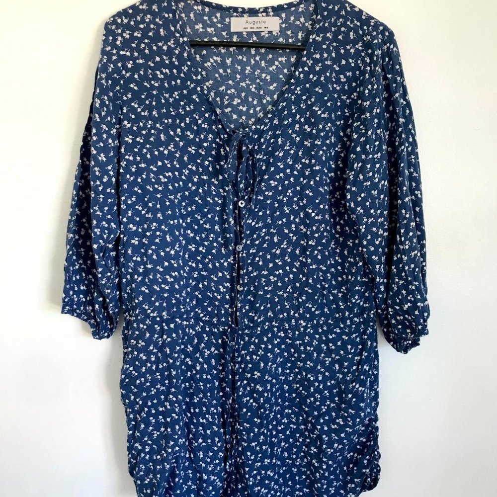 AUGUSTE 6 blue BOHO floral JUMPSUIT hippie 3/4 sleeve romper PLAYSUIT beach ♡ - Picture 7 of 10